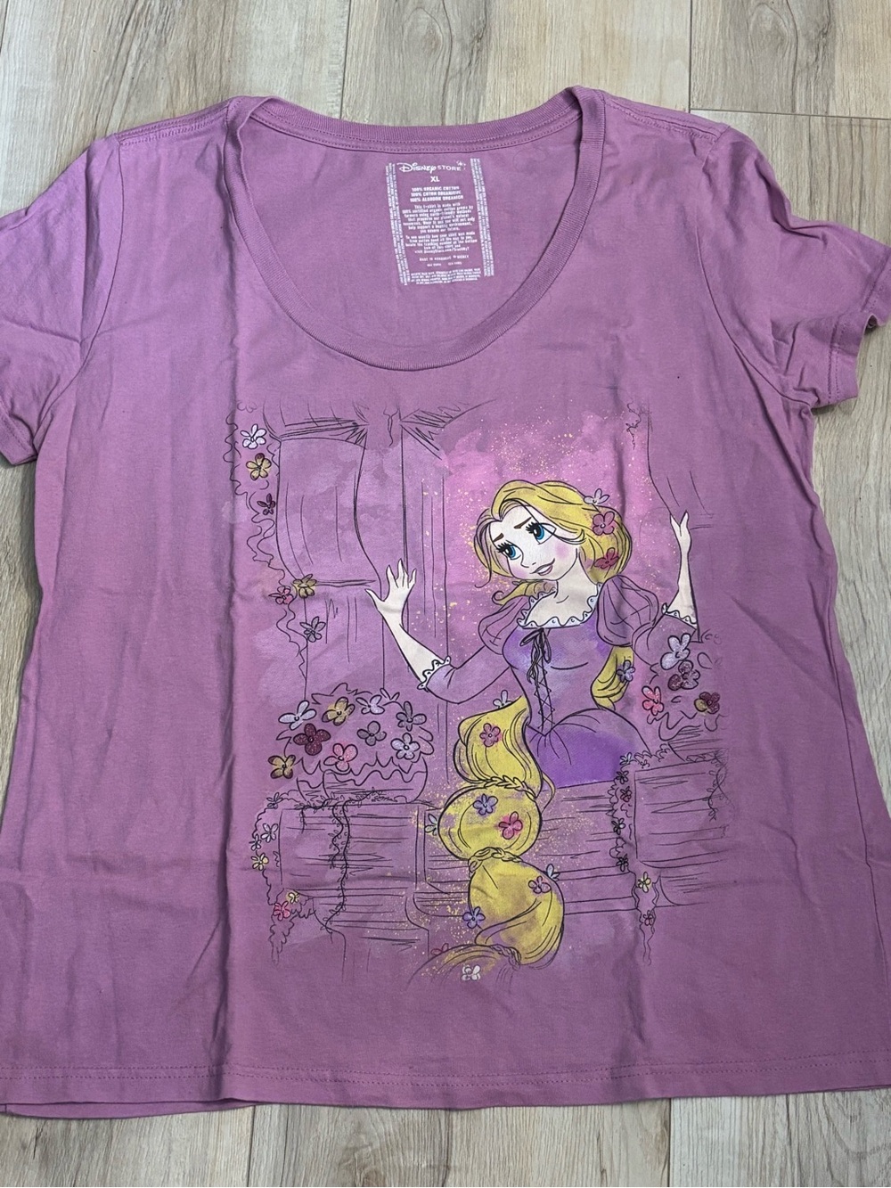 Disney Purple Rapunzel Graphic Scoop Neck Tee